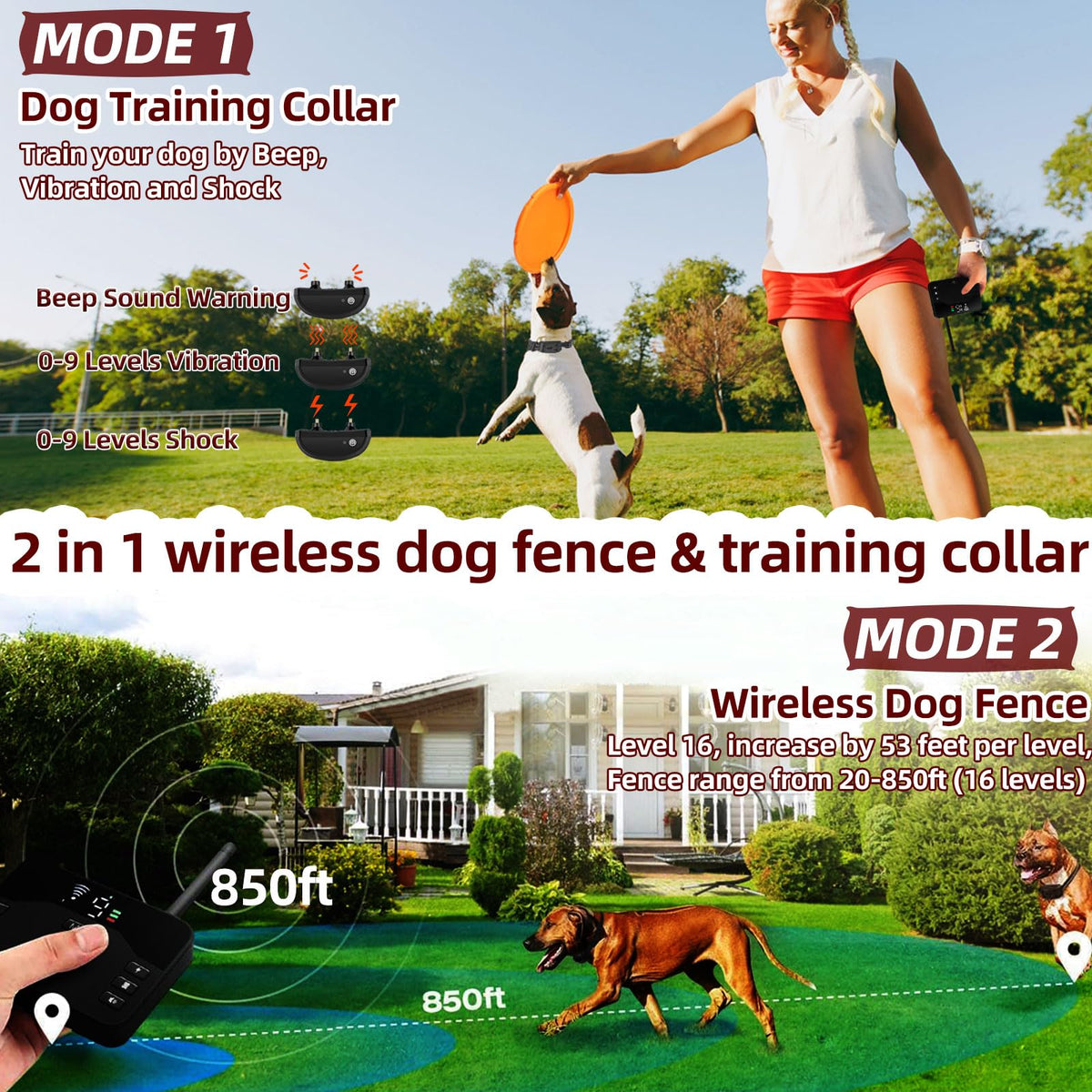 Wireless Electric Dog Fence System 2 Dogs D51295