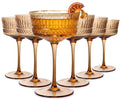 Amber Ribbed Coupe Cocktail Glasses Set of 6 M839