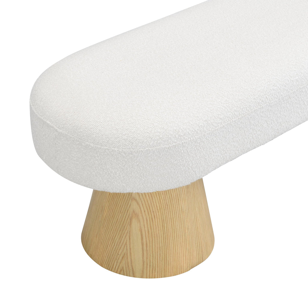 Beige Boucle Oval Dining Bench I111439