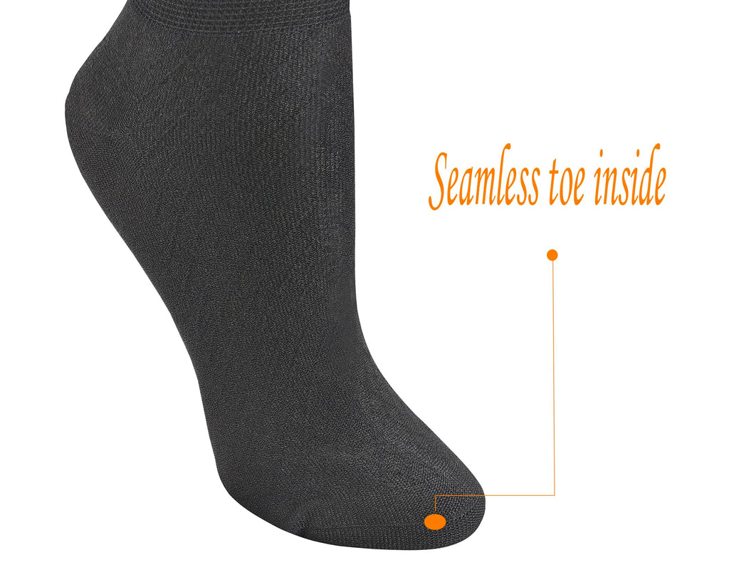 6 Pairs Bamboo Rayon Breathable Quarter Socks with Seamless Toe R9938