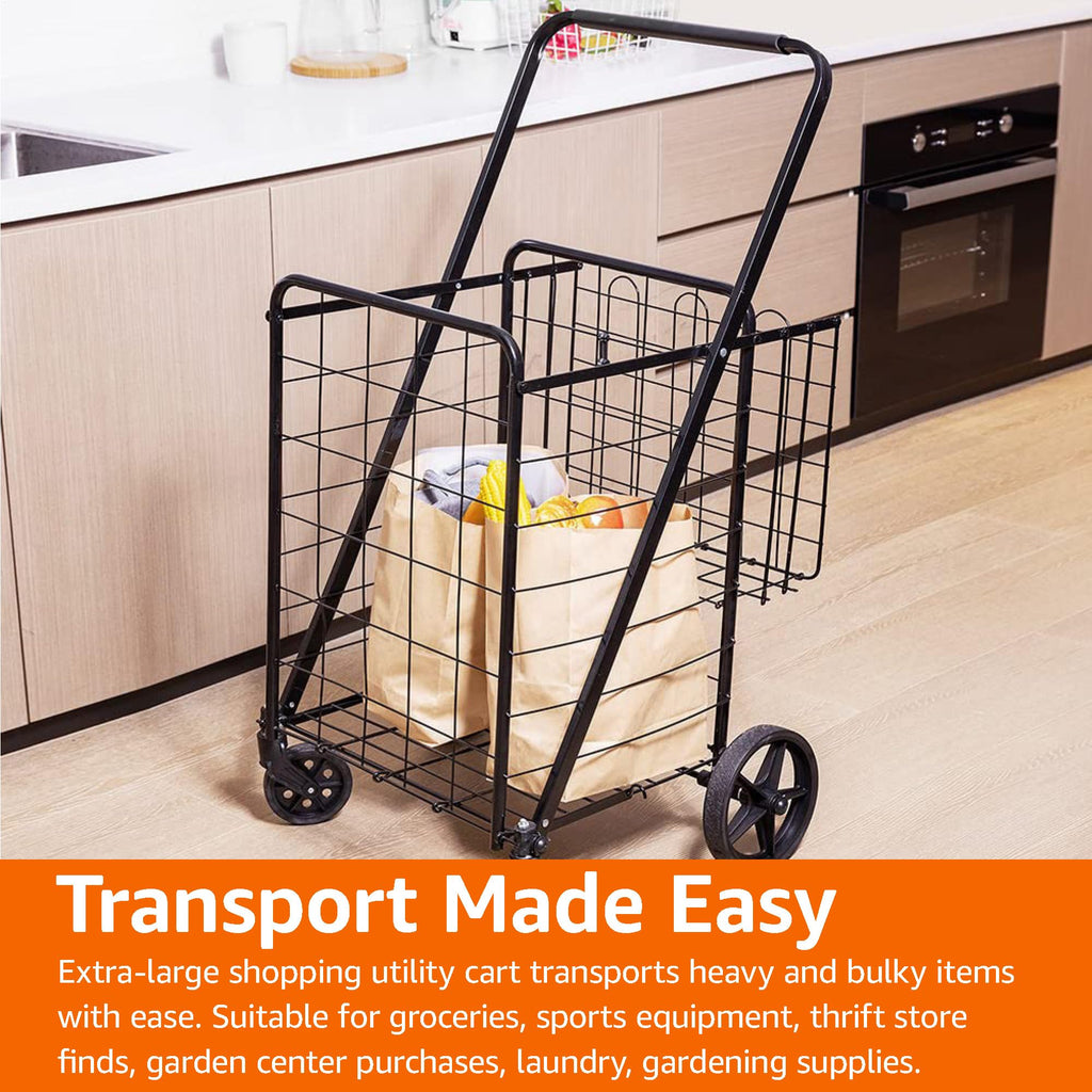 Foldable Utility Cart with 360-Degree Wheels, X-Large, Black L917