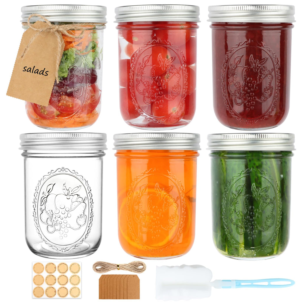 16 oz Wide Mouth Mason Jars 6 Pack Y29821