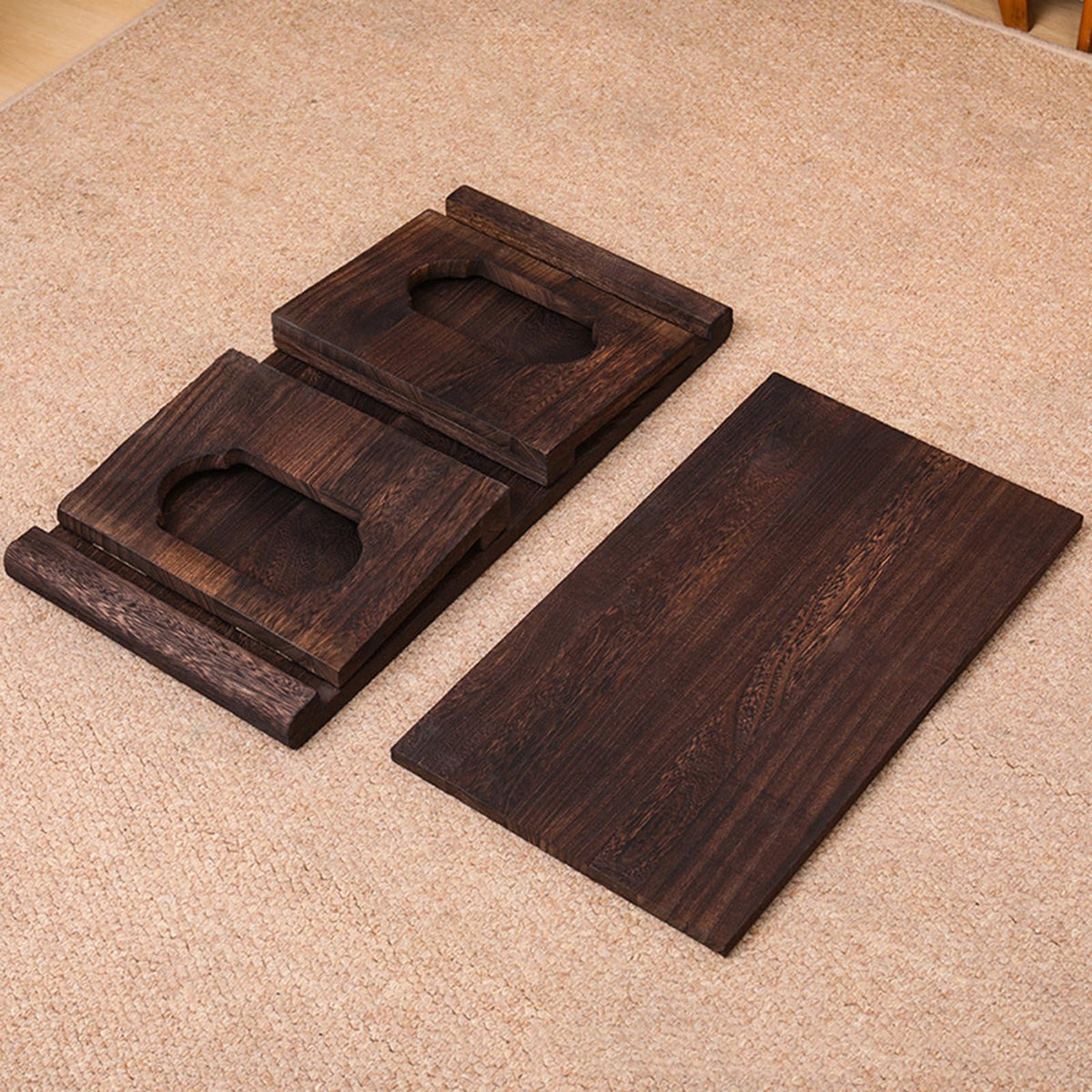Mid-Century Foldable Coffee Table with Shelf 60x30x22cm M653379