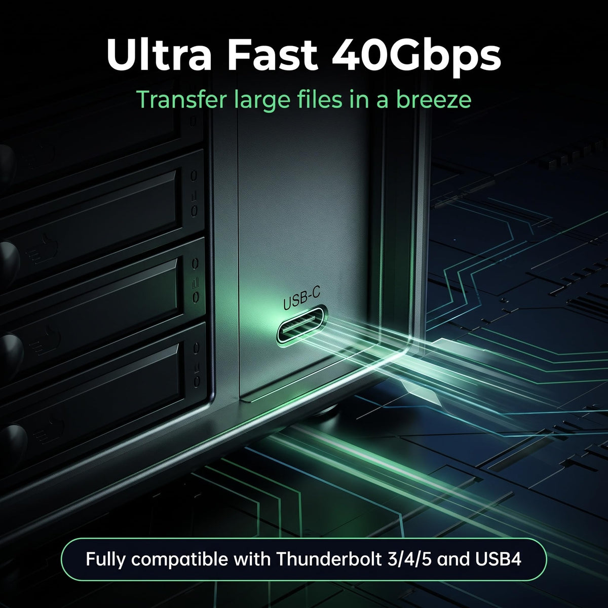 USB 4.0 40Gbps Type-C 8 Bay 2.5 Inch and 3.5 Inch SATA Hard Drive Enclosure D296668