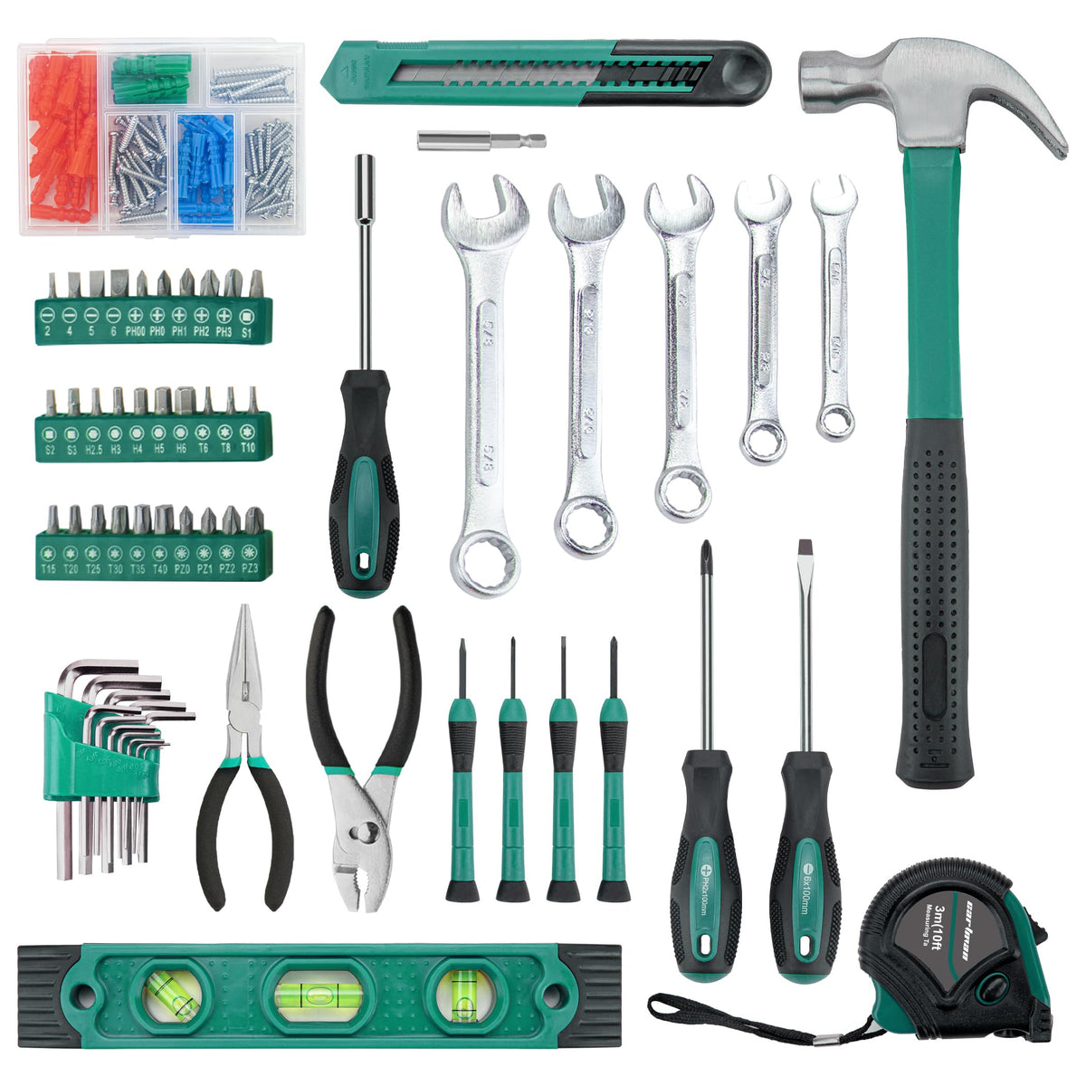 152-Piece Green Household Tool Set with Storage Case A126941