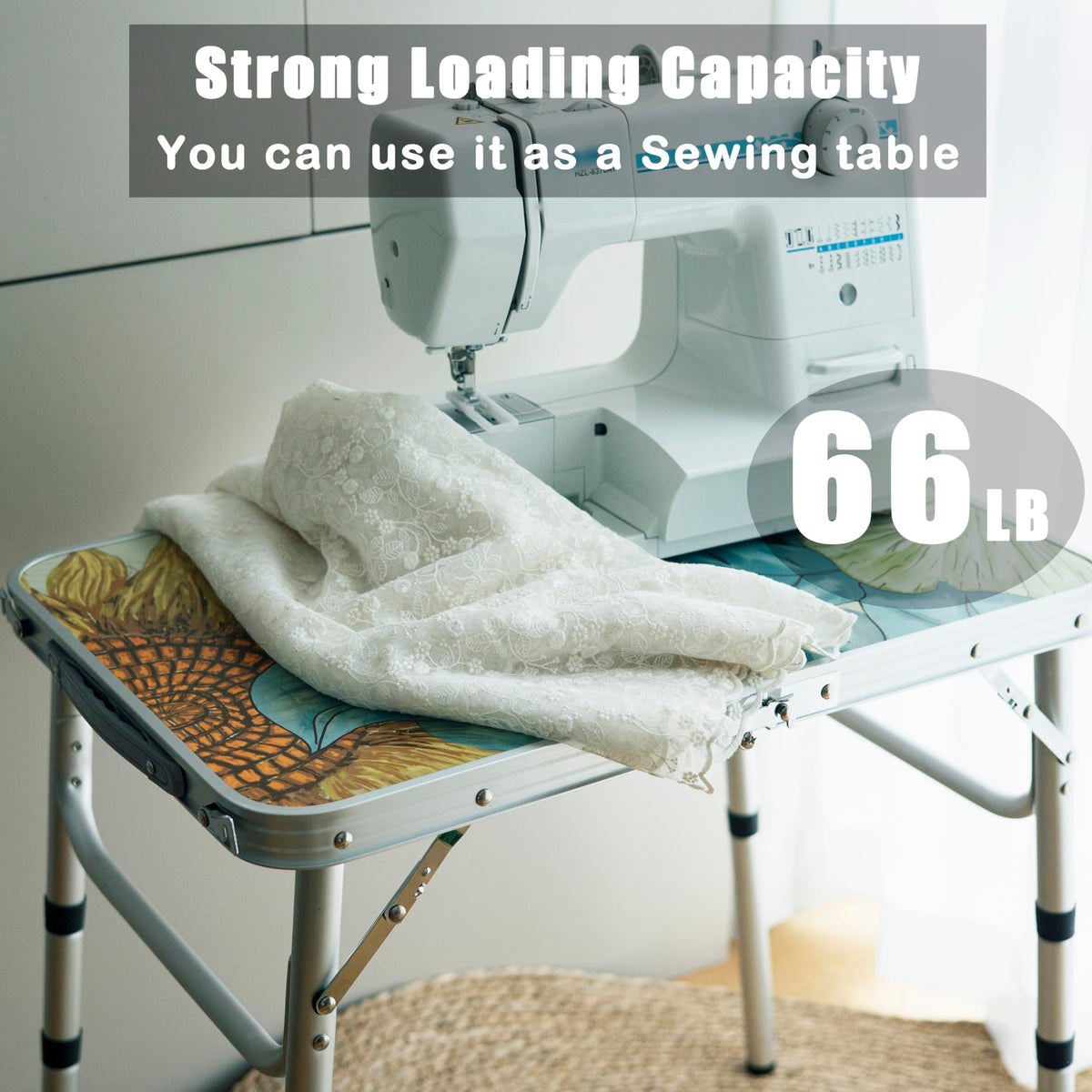 Small Folding Camping Table Aluminum 3 Adjustable Heights T42922