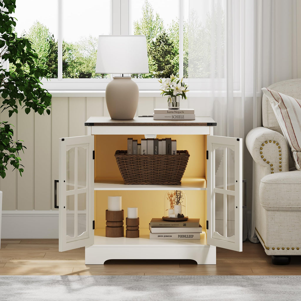 24" Farmhouse End Tables Set of 2 with LED U92797