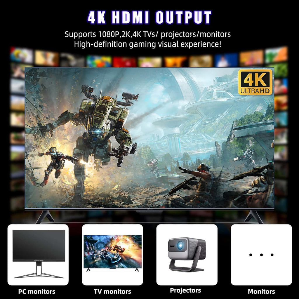 Wireless Retro Gaming Console Game Stick with 4K HDMI Output and 2 Wireless Controllers L78536