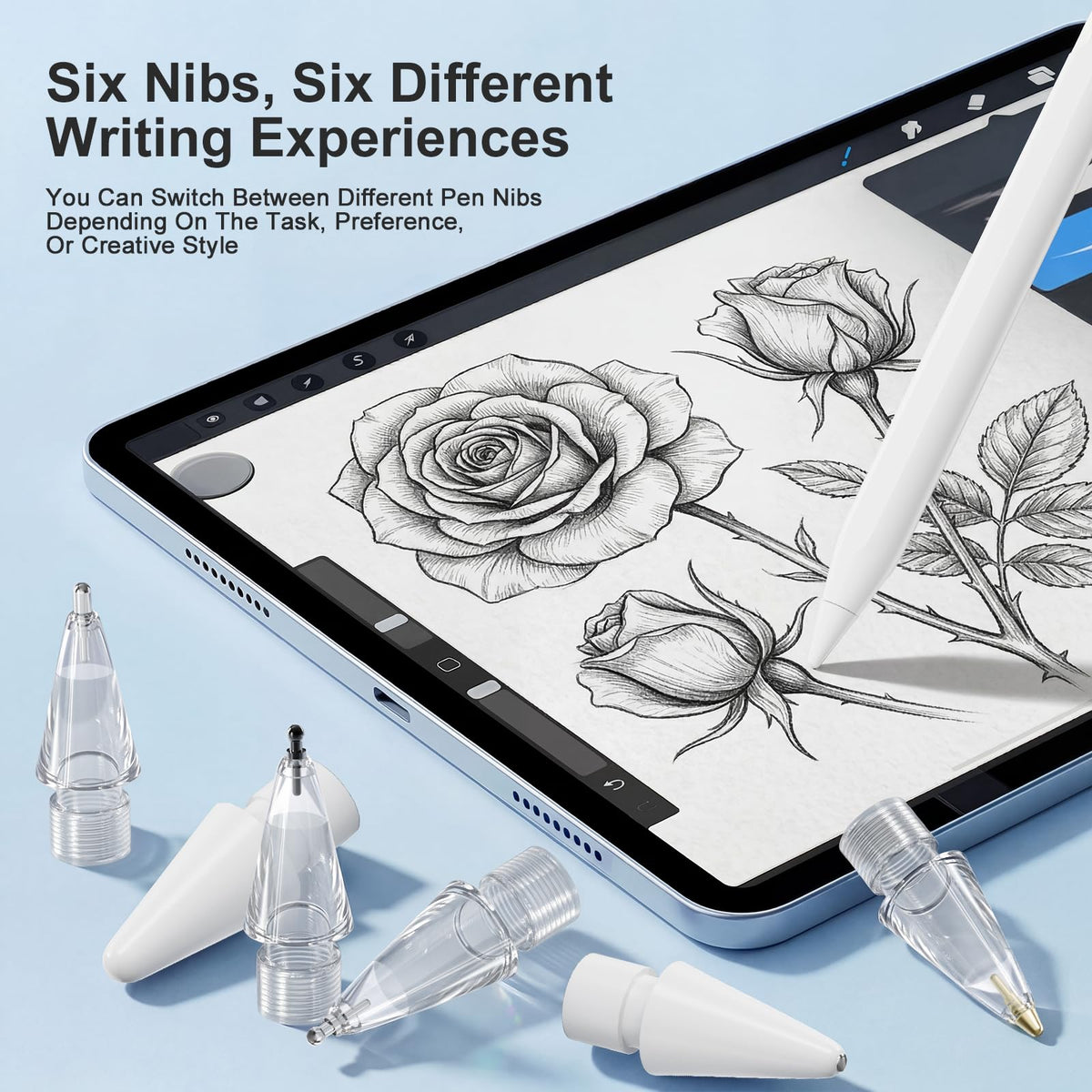 6 Pack White Pencil Tips for Apple Pencil H888543