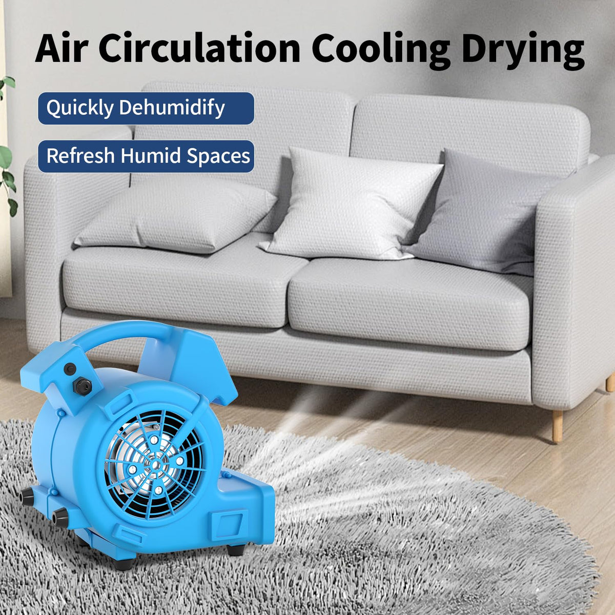 600 CFM Portable Air Mover Blower Fan with 3 Speeds V1387