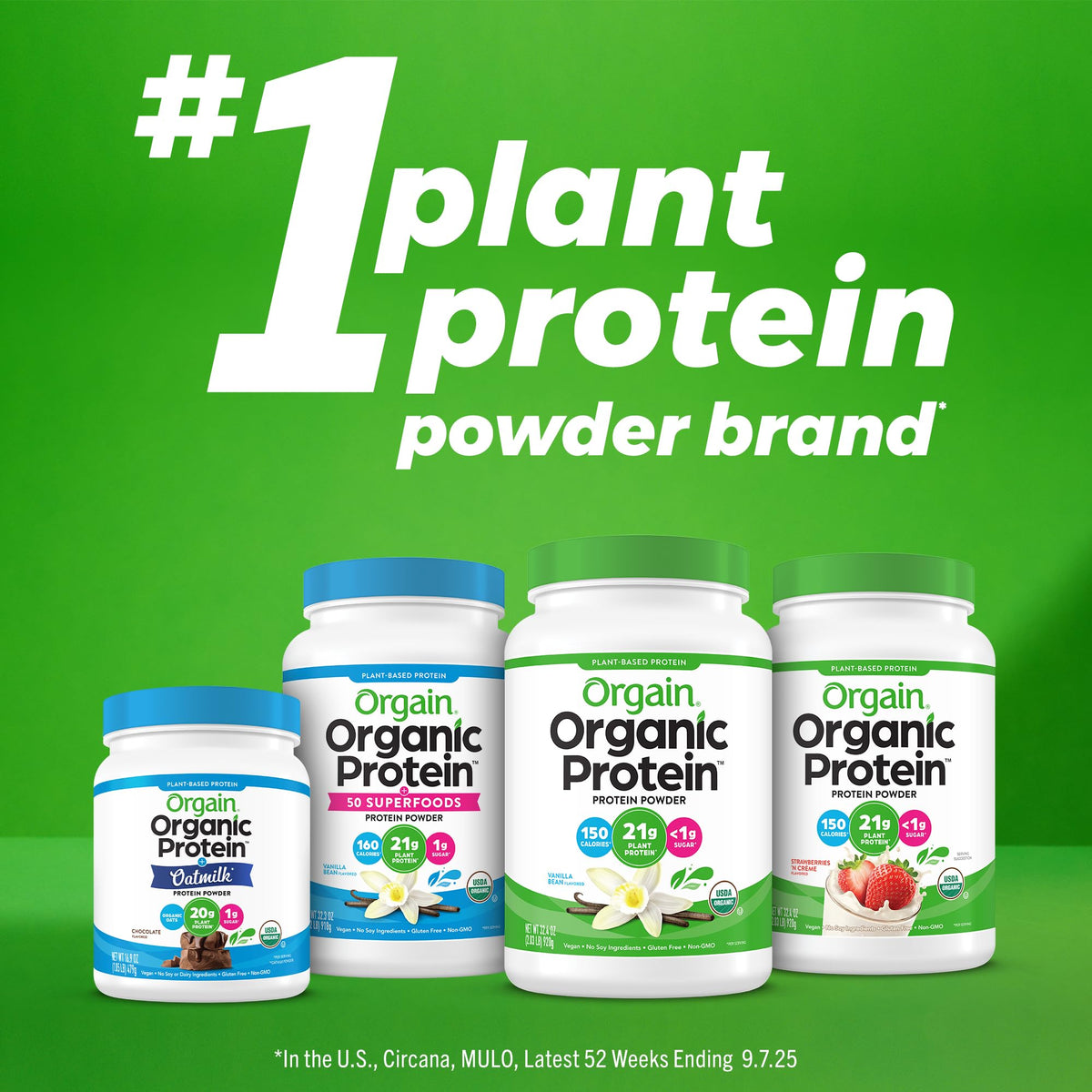 Organic Vegan Protein Powder + Greens Vanilla Bean 21g Plant Based Gluten Free Dairy Free 1.94lb P4389