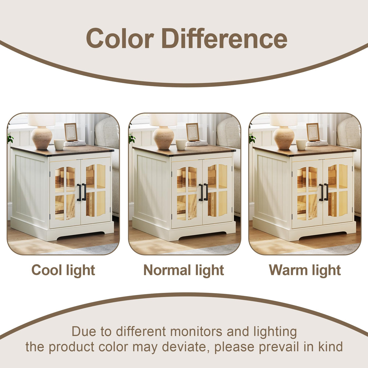 24" Farmhouse End Tables Set of 2 with LED U92797