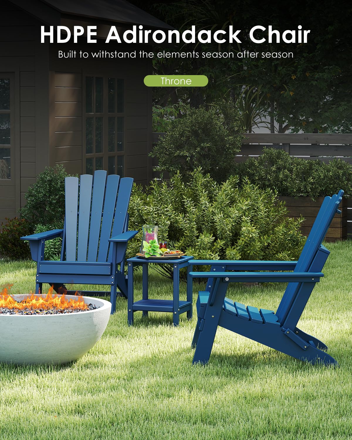 Blue Folding Adirondack Chairs Set of 2 M17831