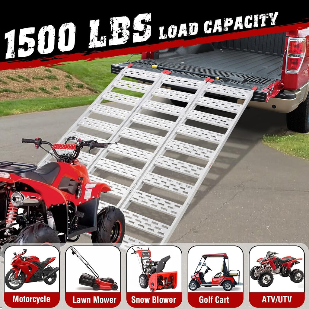 Aluminum Tri-Fold Ramp with Treads 76"x50" W141988