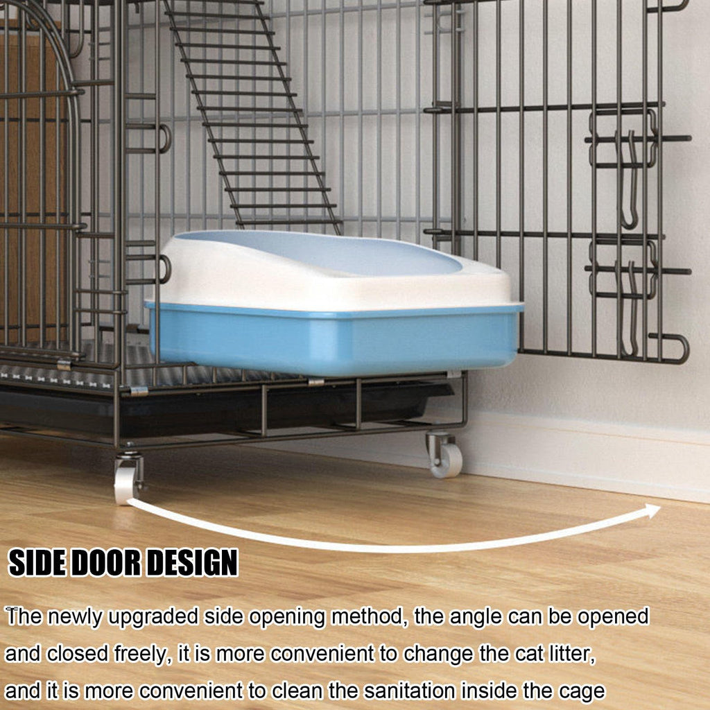 Collapsible Metal Wire Cat Cage with Wheels Q483418