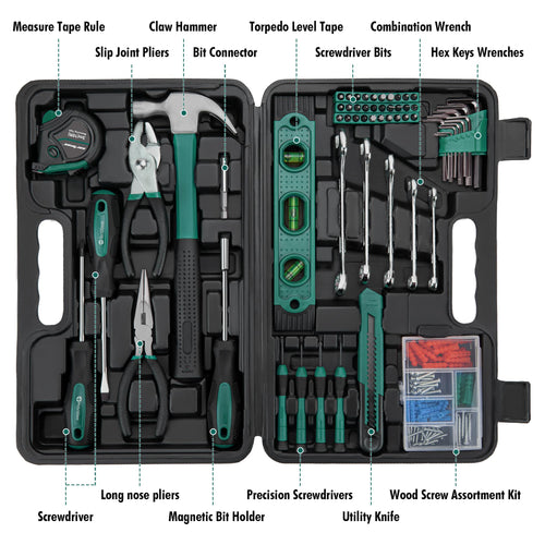 152-Piece Green Household Tool Set with Storage Case A126941