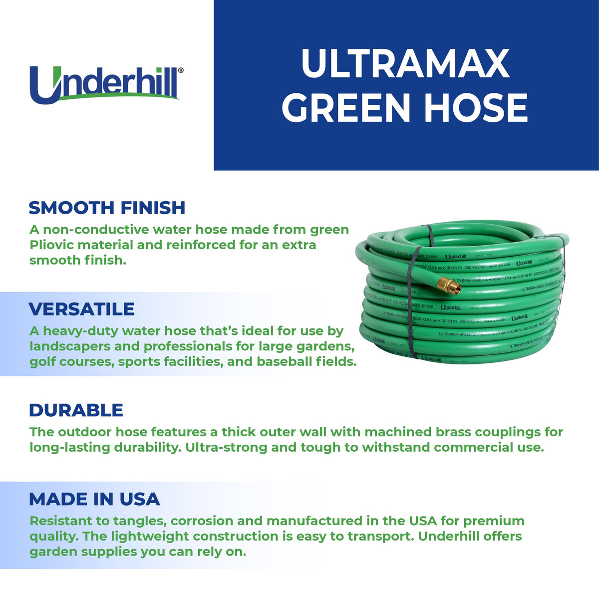 Green 3/4 Inch x 100 ft Garden Water Hose T40910