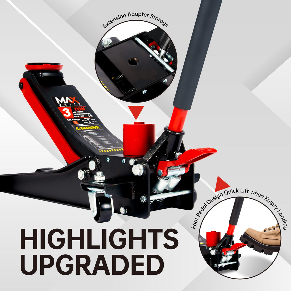 3-Ton Low-Profile Dual Pistons Steel Floor Jack Q4741