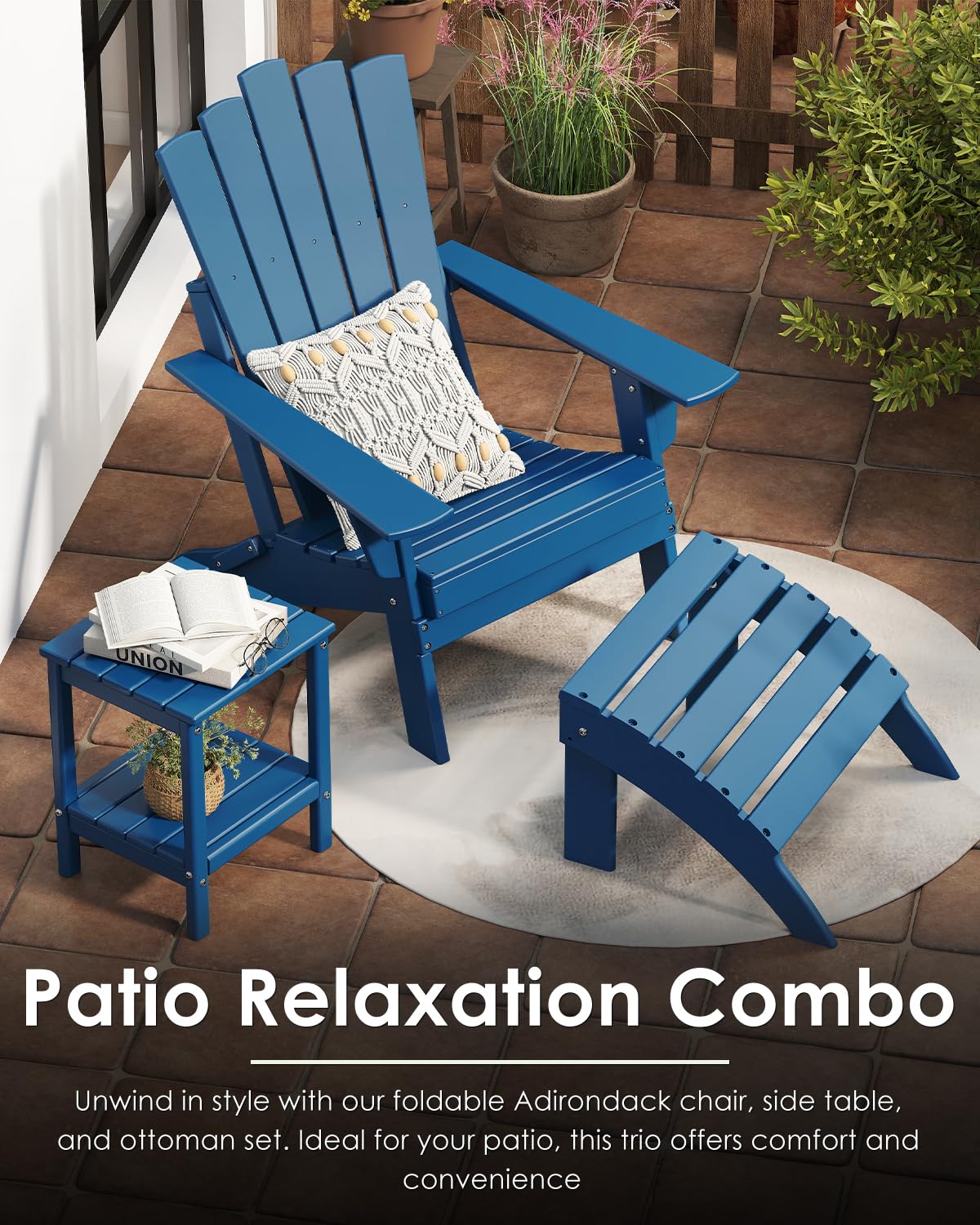 Blue Folding Adirondack Chairs Set of 2 M17831