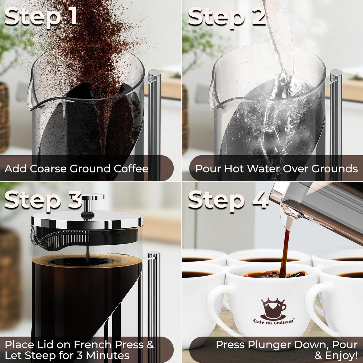 French Press Coffee Maker 34 oz Glass Stainless Steel T7173