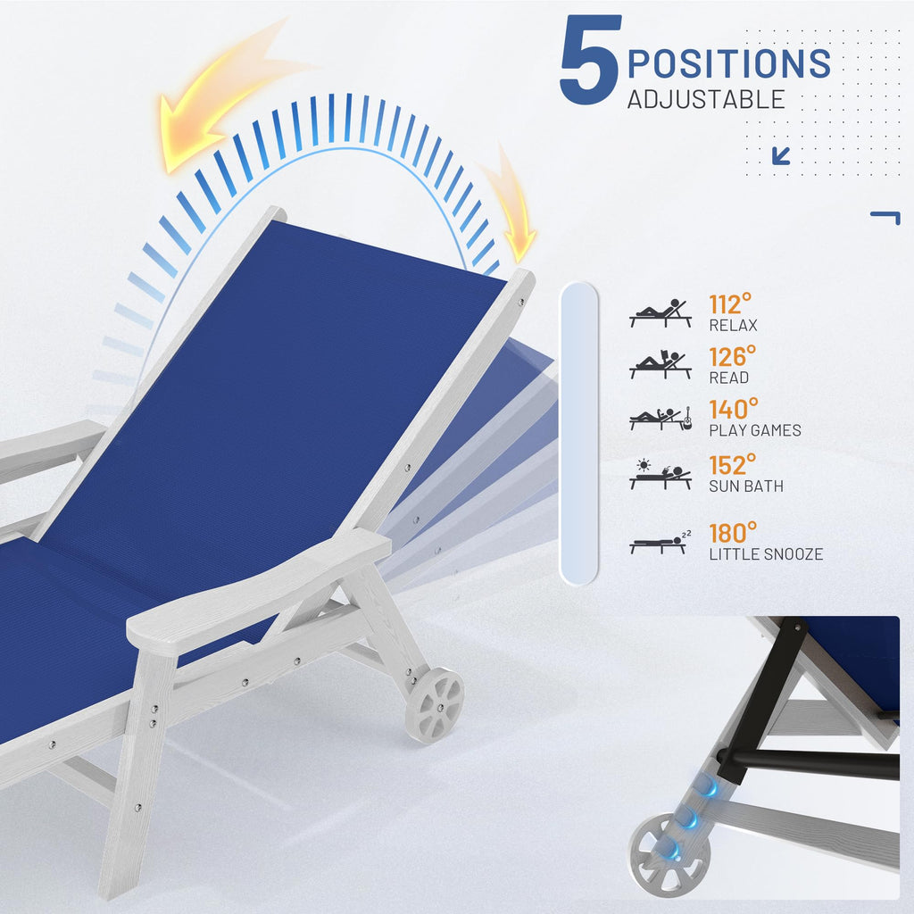 Royal Blue Patio Chaise Lounge Chair Set of 2 with Cup Holder R3382