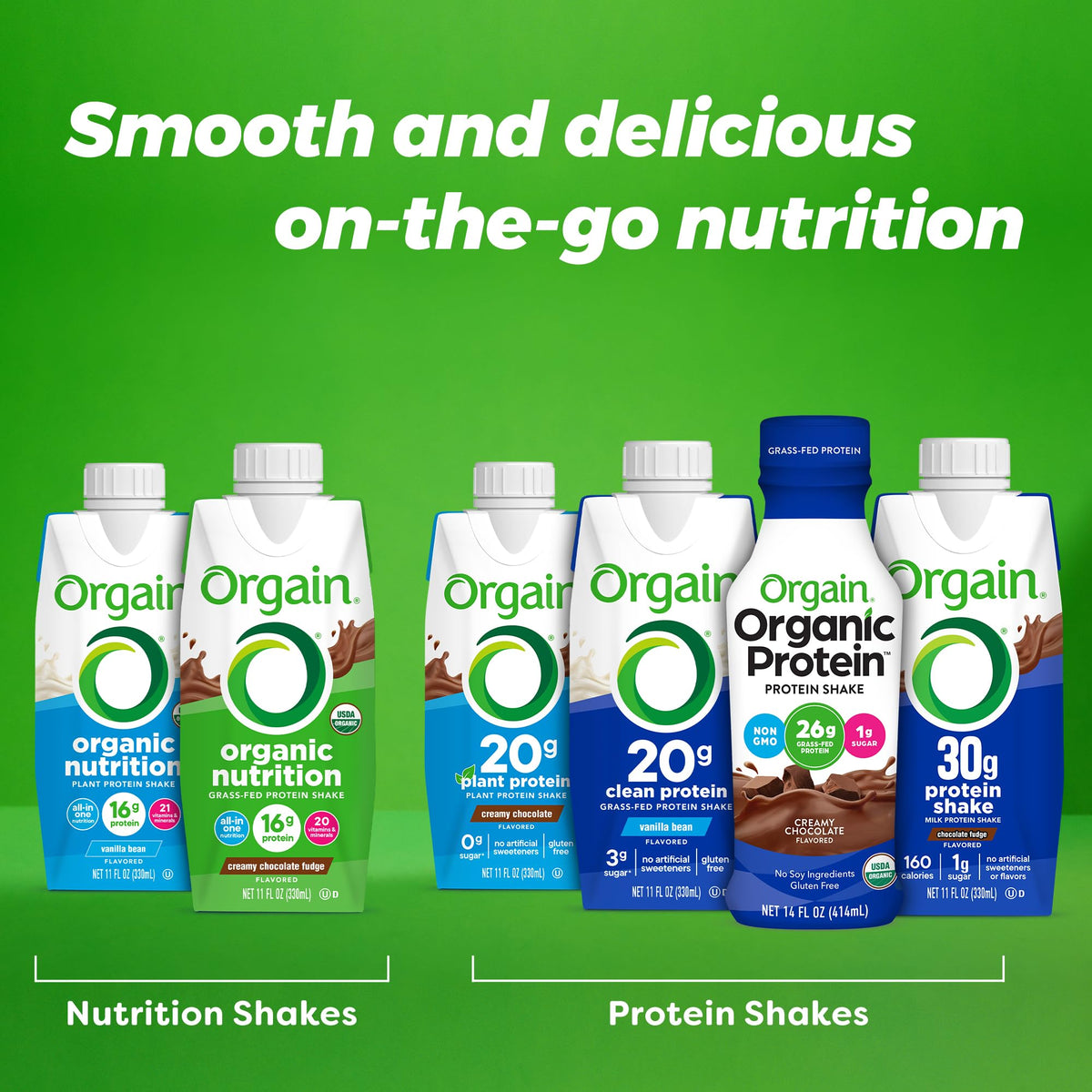 Organic Grass Fed Protein Shake, Café Mocha, 11oz, 12pk E706