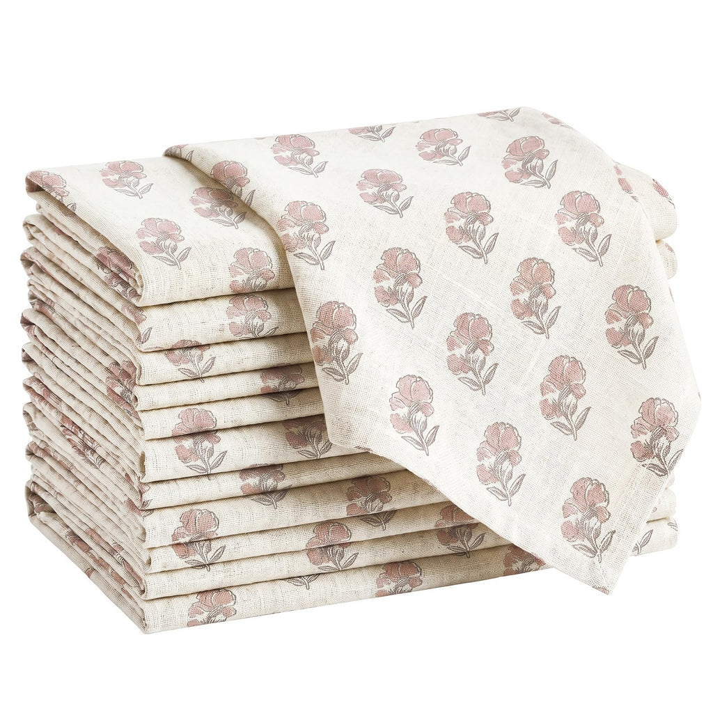 Linen Floral Cloth Napkins Set of 12 R8517