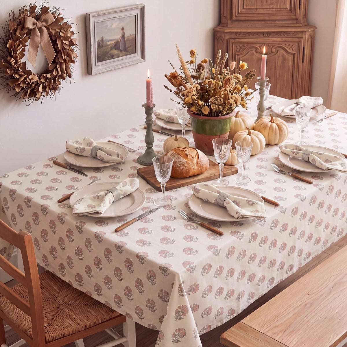 Linen Floral Cloth Napkins Set of 12 R8517