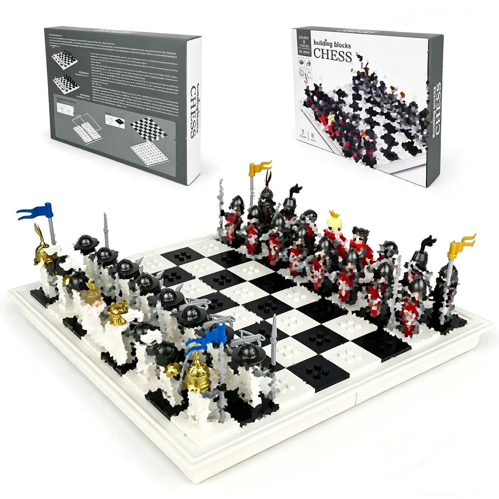 32PCS Medieval Knight Chess Building Blocks Set with Chess Board Q435