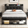 Black Full Size Upholstered Bed Frame with Storage N8820