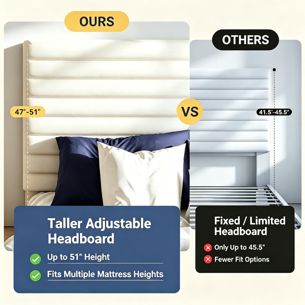 Queen Velvet Upholstered Bed Frame with Adjustable Headboard R946