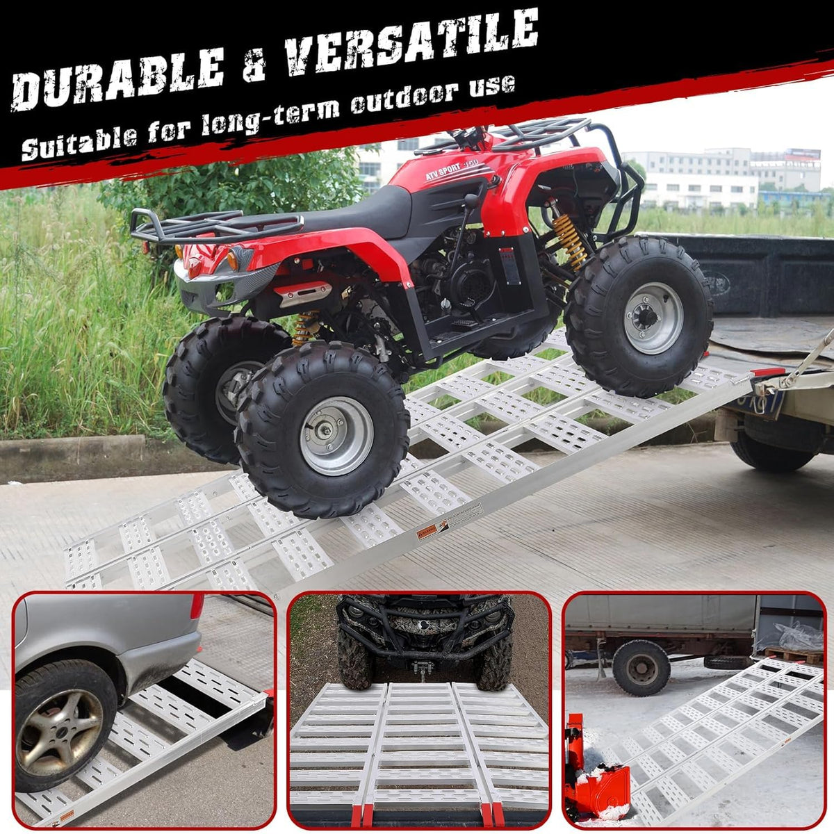 Aluminum Tri-Fold Ramp with Treads 76"x50" W141988