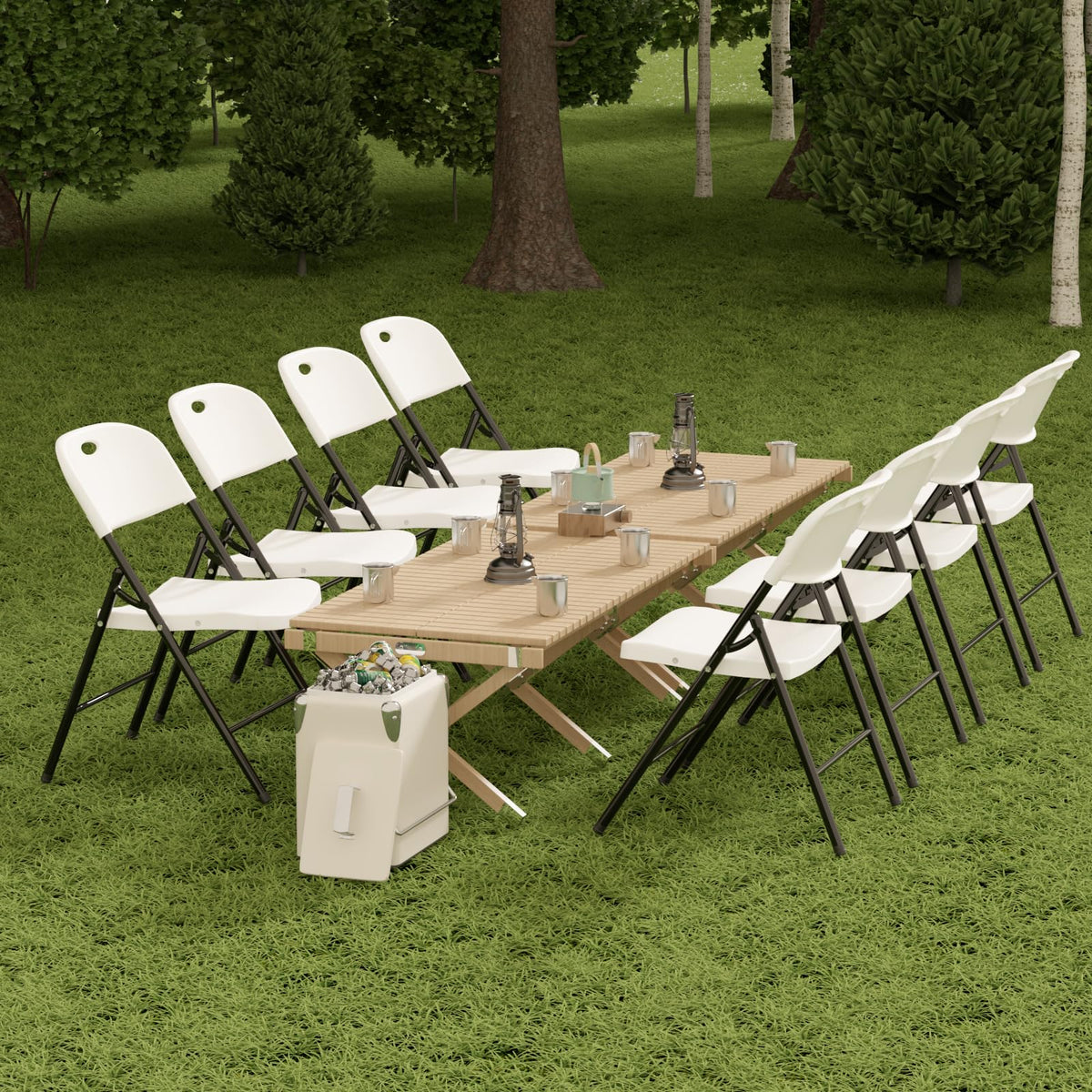 Heavy Duty Plastic Folding Chair with Steel Frame, White, 16 Pack T133
