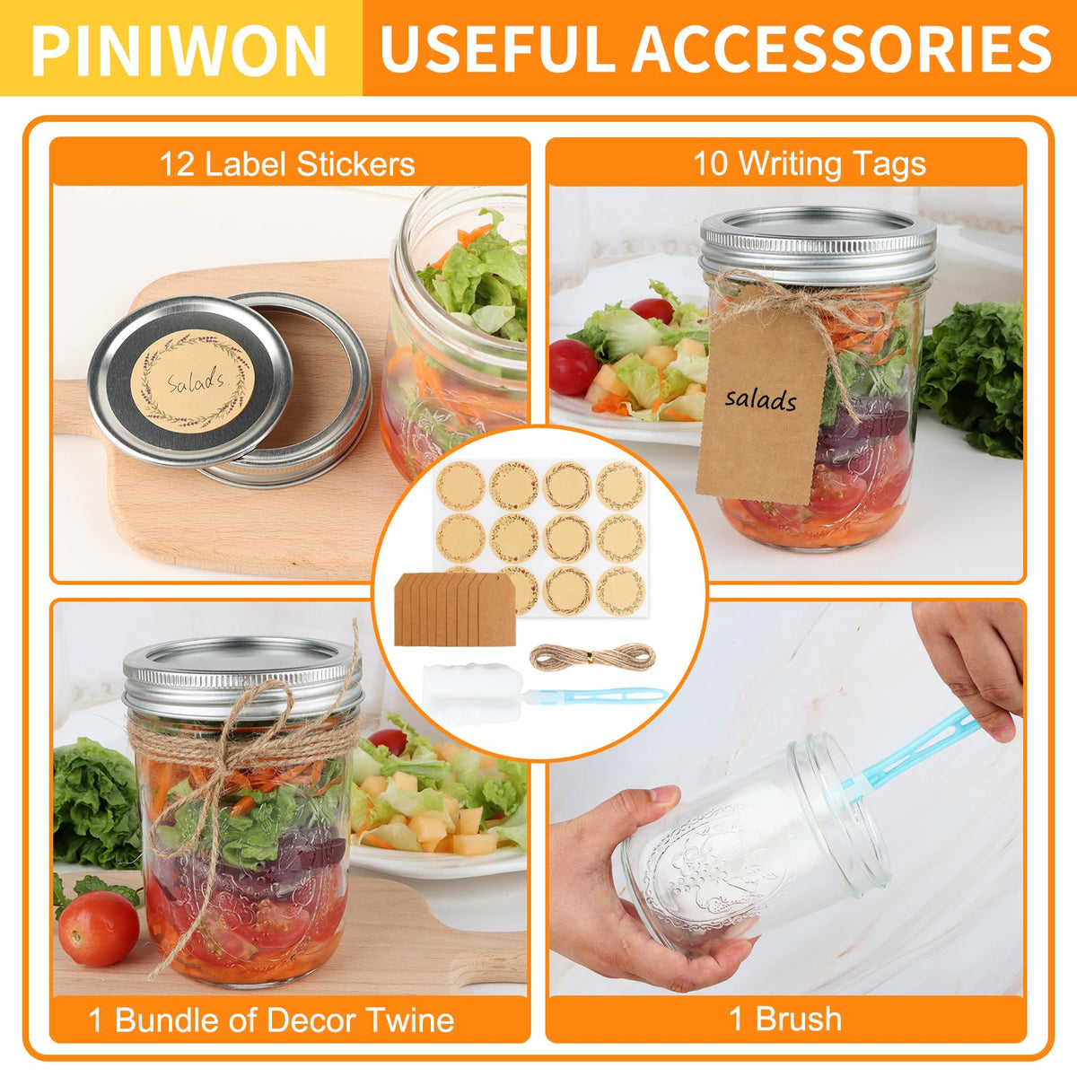16 oz Wide Mouth Mason Jars 6 Pack Y29821