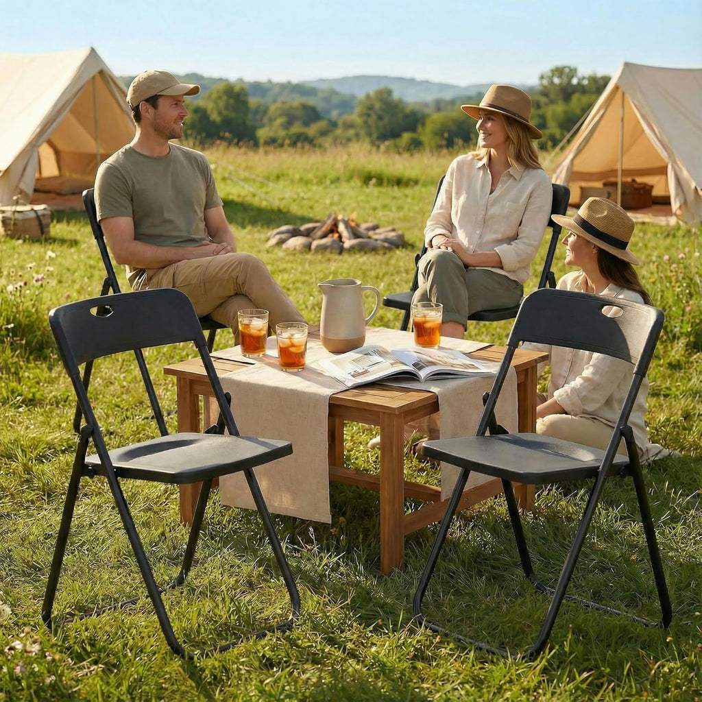 Black Plastic Folding Chairs 10 Pack L6587