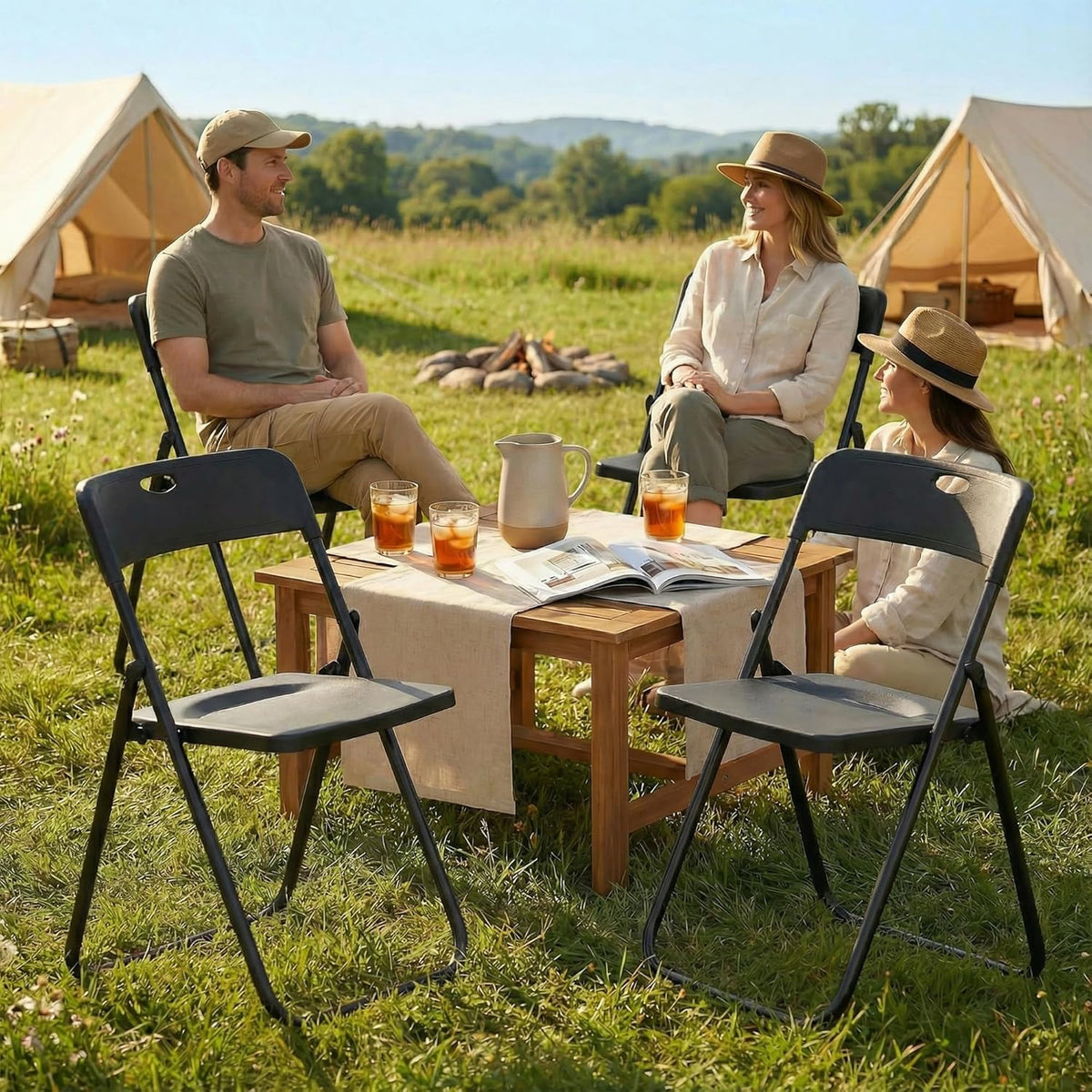 Black Plastic Folding Chairs 10 Pack L6587