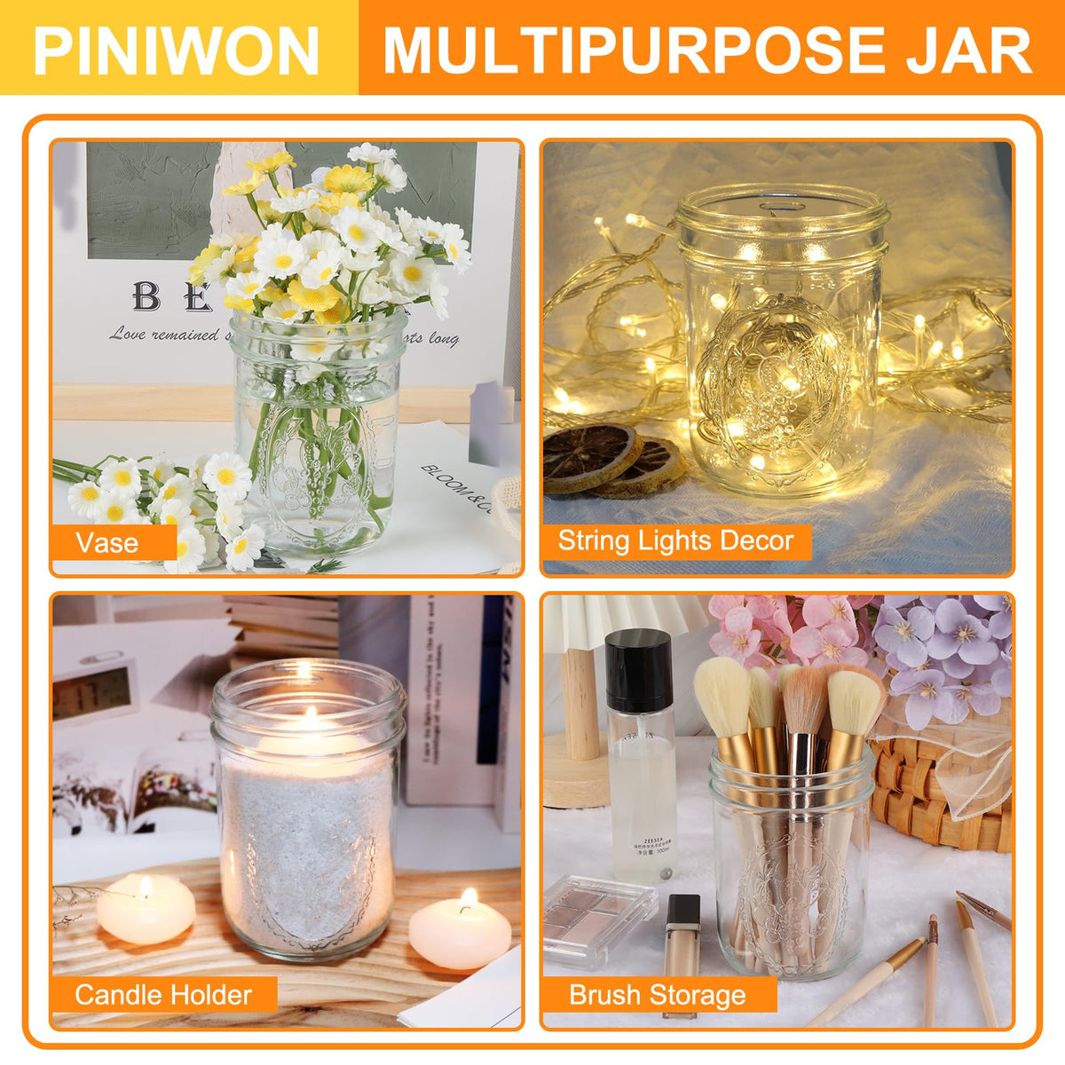 16 oz Wide Mouth Mason Jars 6 Pack Y29821