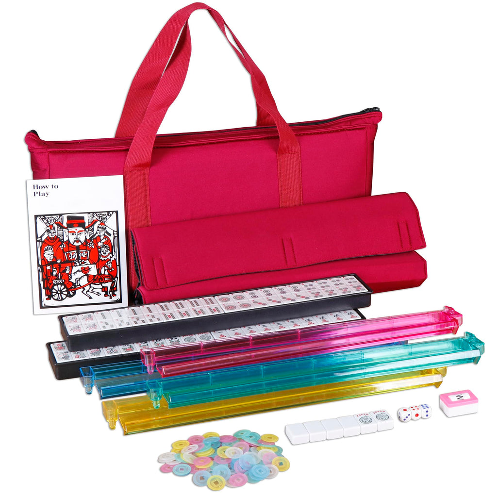 166 Tiles Mahjong Tile Set with Racks and Carrying Bag B4319