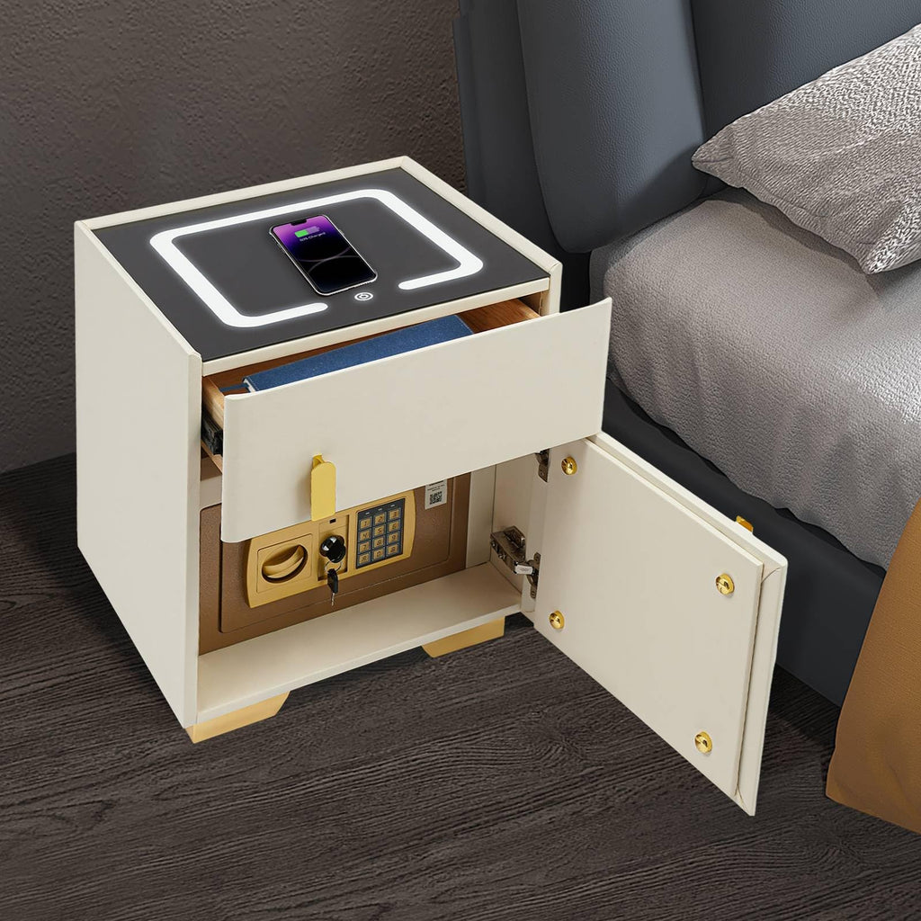 Smart Nightstand with Drawer and Safe, Wireless Charging, LED, USB Z647057
