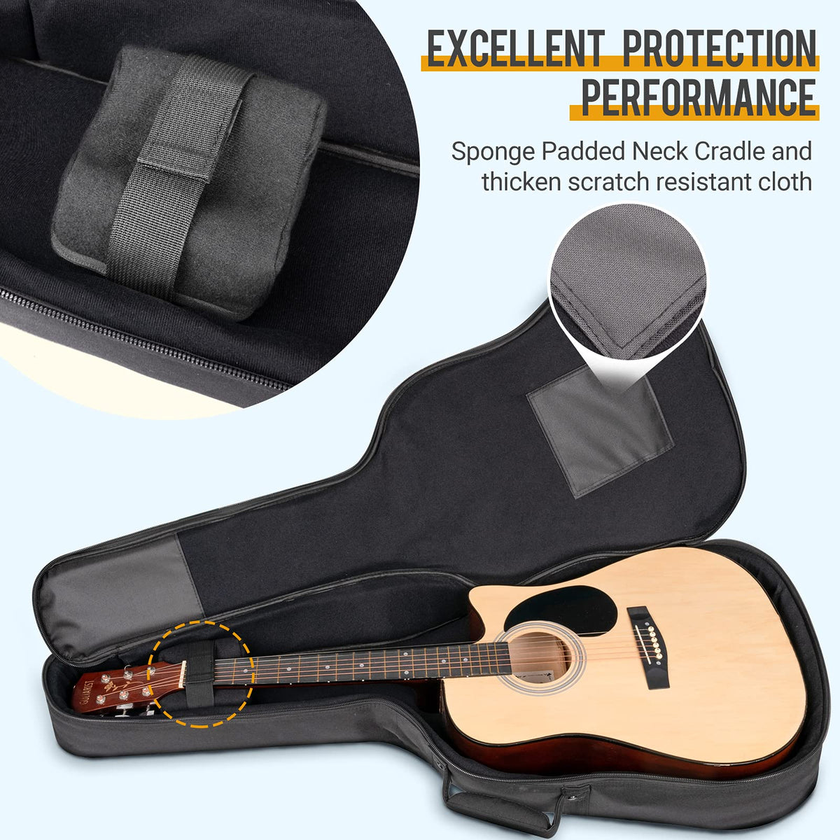 Soft Padded Acoustic Guitar Case with 5 Pockets S3547