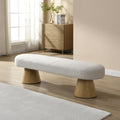 Beige Boucle Oval Dining Bench I111439
