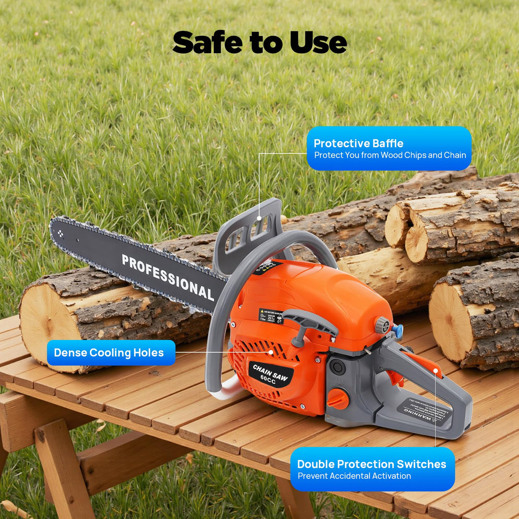 22 Inch 62cc 2-Stroke Gas Chainsaw A41111