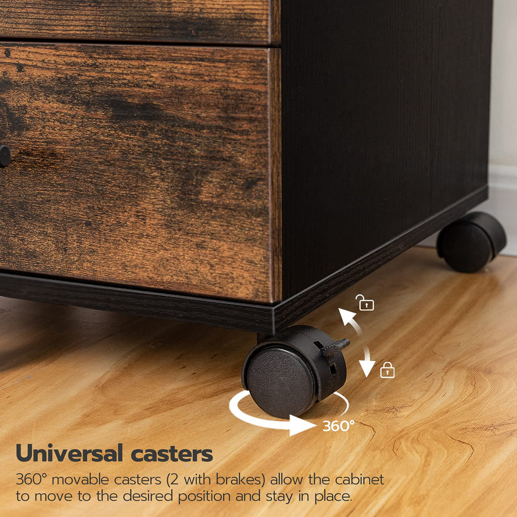 5 Drawer Wooden Mobile File Cabinet with Wheels B983956