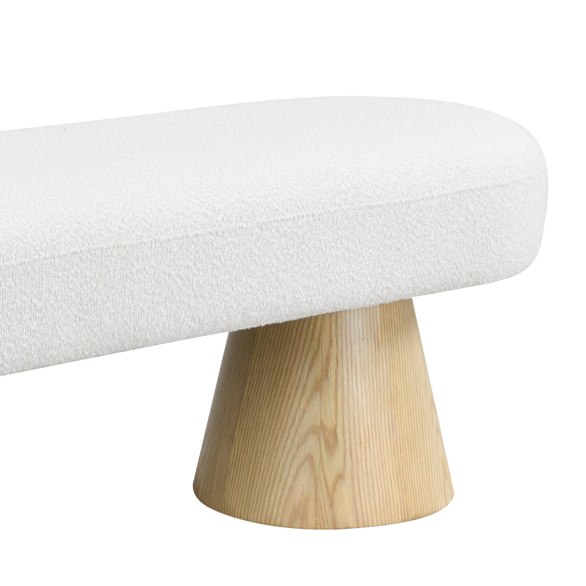 Beige Boucle Oval Dining Bench I111439