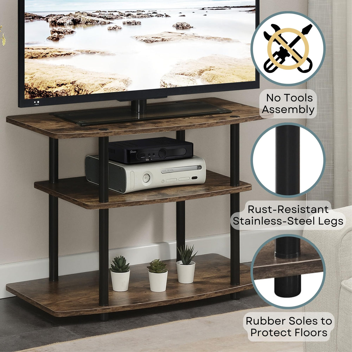 3-Tier TV Stand with Shelves H74898