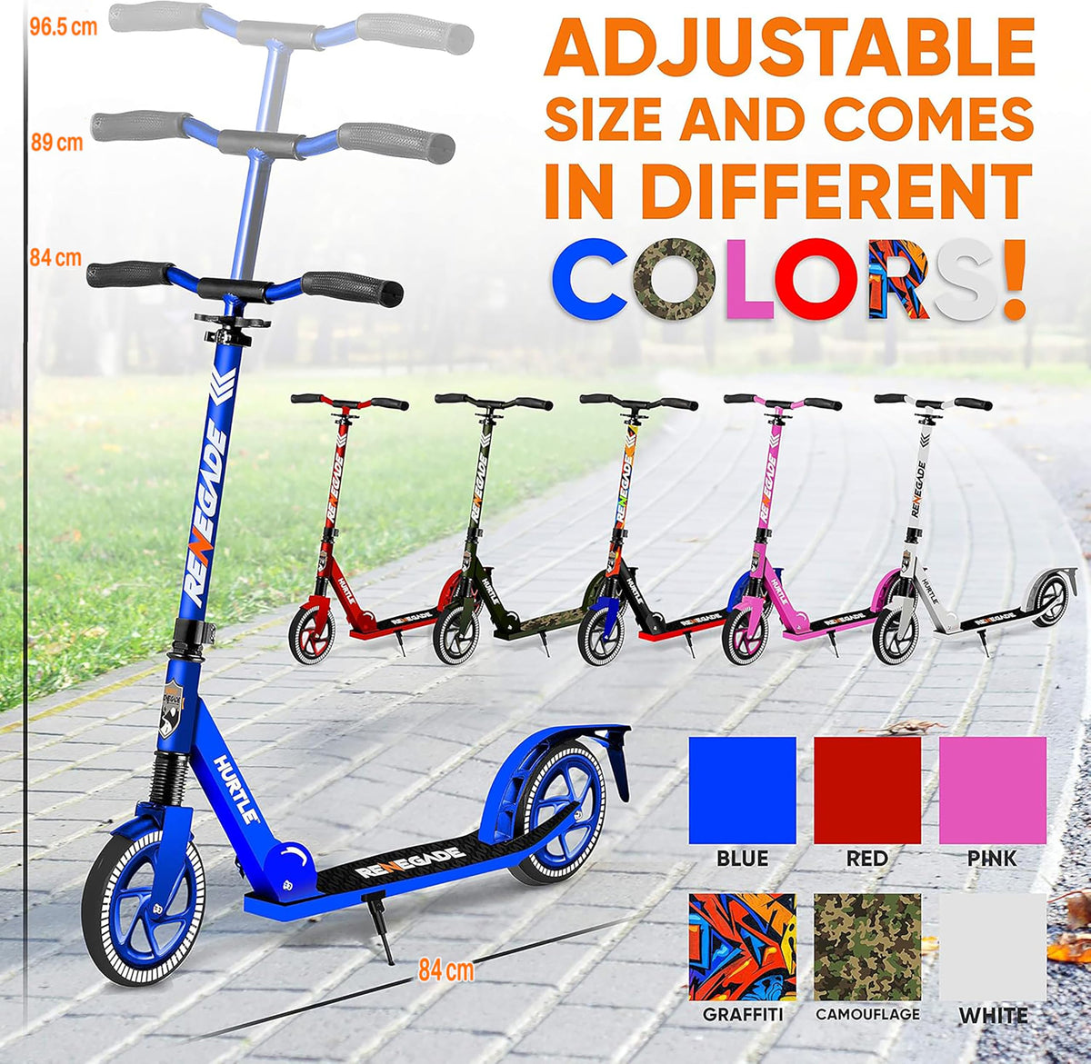 2-Wheel Folding Kick Scooter with Adjustable T-Bar Handlebar W5144