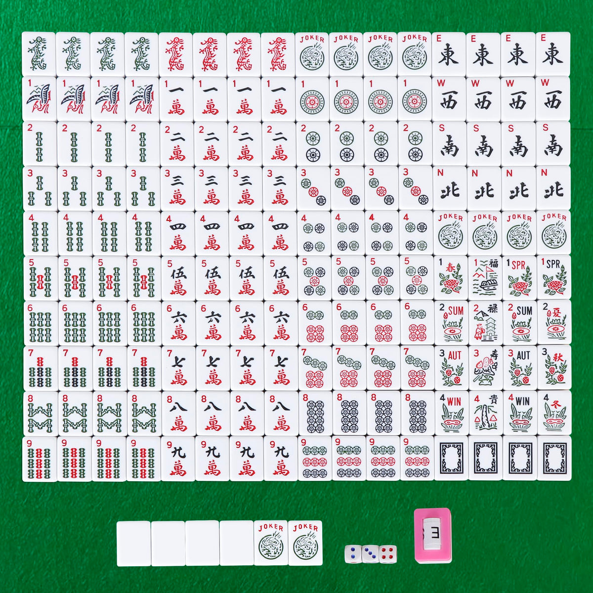 166 Tiles Mahjong Tile Set with Racks and Carrying Bag B4319