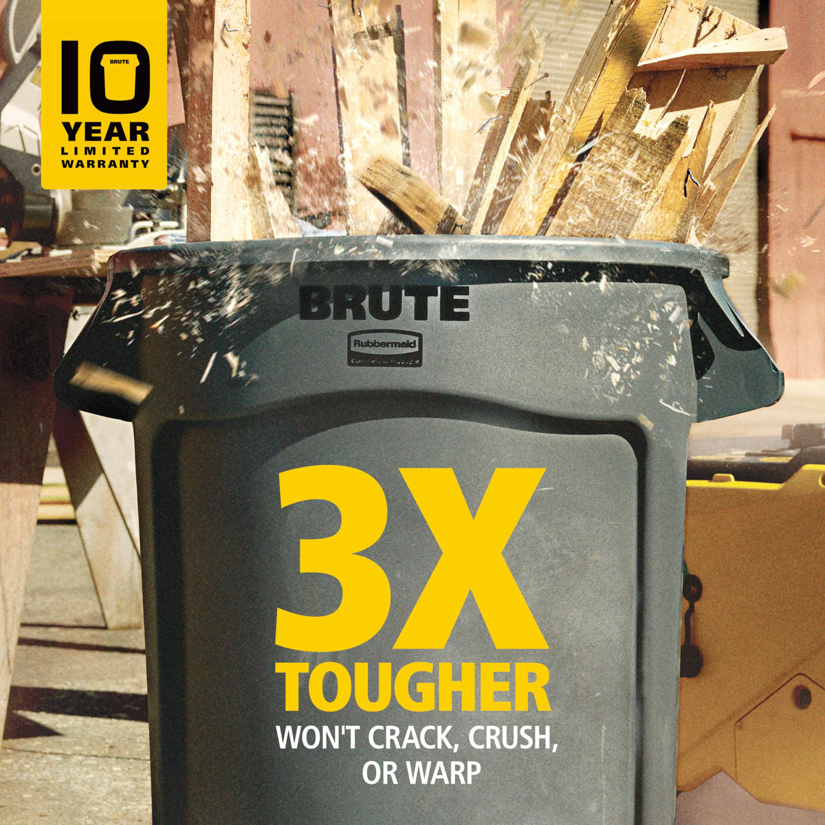 44-Gallon Gray Heavy-Duty Round Trash Container N201