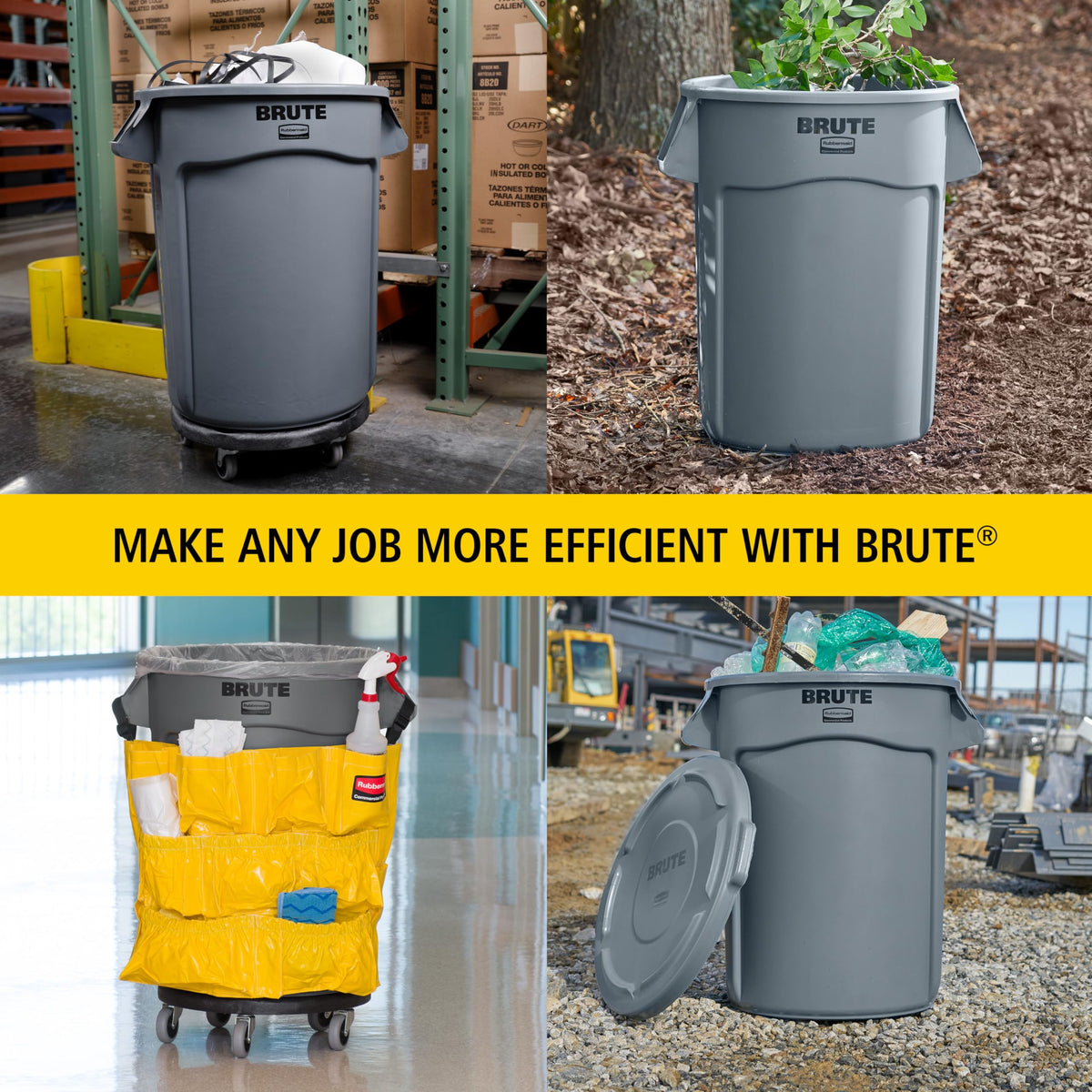 44-Gallon Gray Heavy-Duty Round Trash Container N201