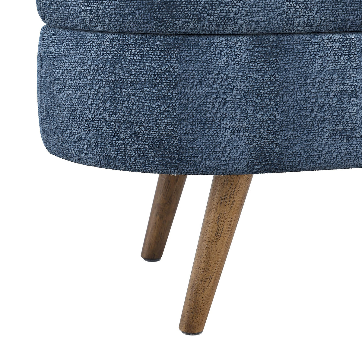 Dark Blue Upholstered Storage Bench with Rubber Wood Legs C66847